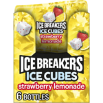 ICE BREAKERS Ice Cubes Strawberry Lemonade Sugar Free Chewing Gum Bottles, 3.24 oz (6 Count, 40 Pieces)