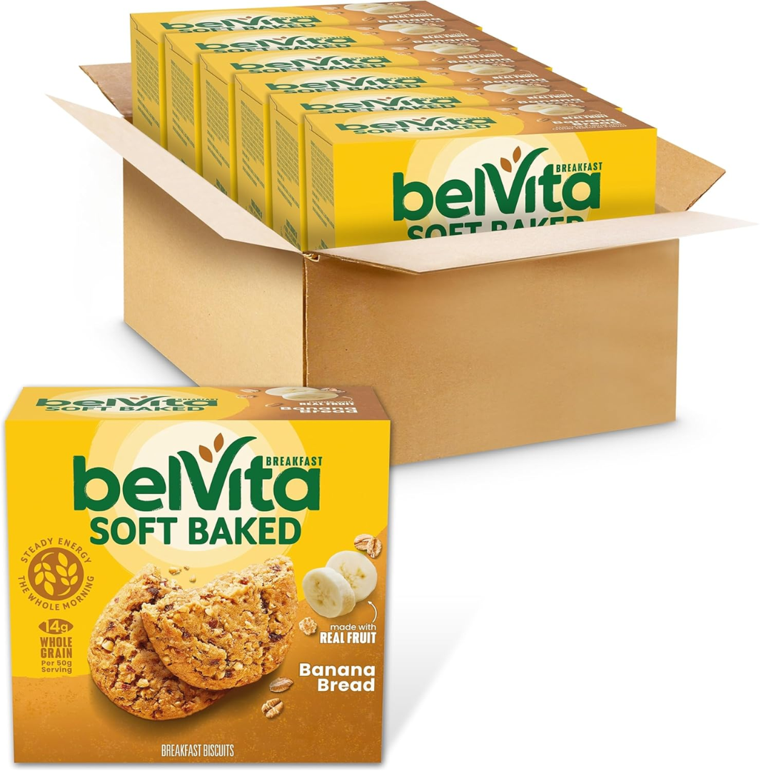 1 belVita Soft Baked Breakfast Bars, Banana Bread, 6 Boxes of 5 Packs (1 Biscuit Per Pack) - Image 1