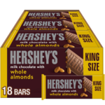 HERSHEY'S Milk Chocolate with Whole Almonds Candy Bars, 2.6 oz (18 Count)