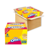 OREO Double Stuf Golden Sandwich Cookies, King Size, 20 Snack Packs (2 Boxes, 8 Cookies Per Pack)