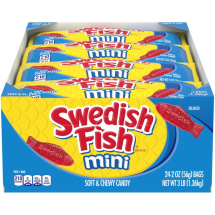 SWEDISH FISH Mini Soft & Chewy Candy, Bulk Candy, 24 - 2 oz Bags