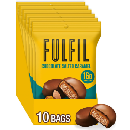FULFIL Protein Snack Bites, Chocolate Salted Caramel Flavored, Gluten Free with 16g Protein per serving, 7 Bites per Bag (10 Bags)