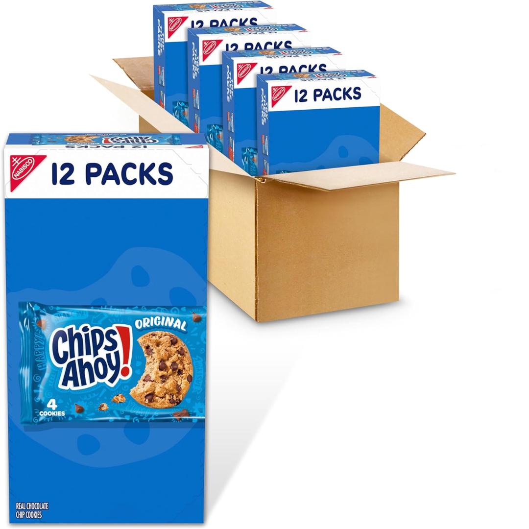 1 CHIPS AHOY! Original Chocolate Chip Cookies, 48 Snack Packs (4 Cookies Per Pack, 4 Boxes) - Image 1