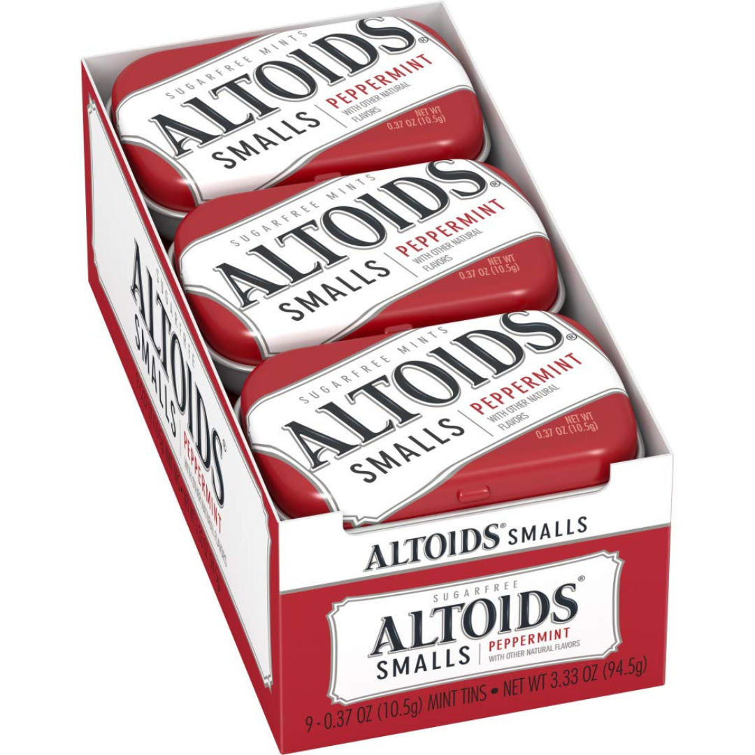 1 ALTOIDS Sugar-Free Mints - ALTOIDS Smalls Peppermint Breath Mints, 0.37 Ounce Tin, Pack of 9 - Altoid Breath Mint - Image 1