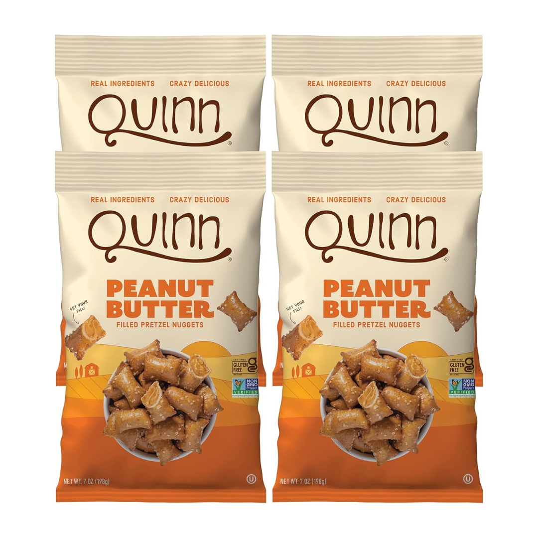 1 Quinn Gluten Free Peanut Butter Filled Pretzel Nuggets - Made with Real Ingredients, Whole Grain Sorghum, Sea Salt, Vegan, Dairy Free, Non-GMO - 7 Oz (Pack of 4) - Image 1