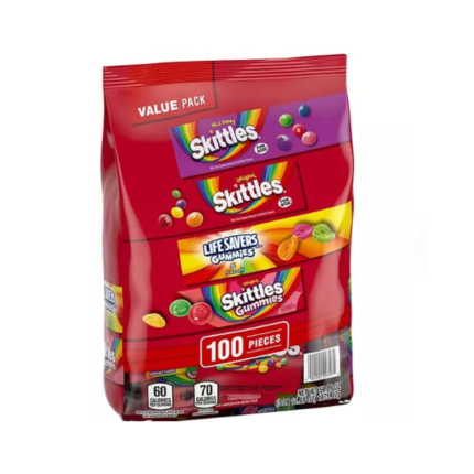 Assorted Candy Variety Pack, 100 Pieces, Skittles, Gummies and Life Savers, Bulk Bag