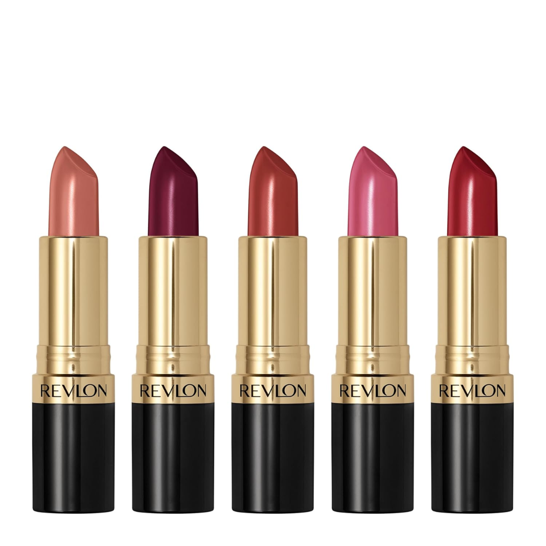 1 REVLON Super Lustrous Lipstick Gift Set, 5-Piece, Creamy Formula, Moisturized Feel, 755 Bare It All, 477 Black Cherry, 535 Rum Raisin, 805 Candied Rose, 810 Uncut Ruby - Image 1