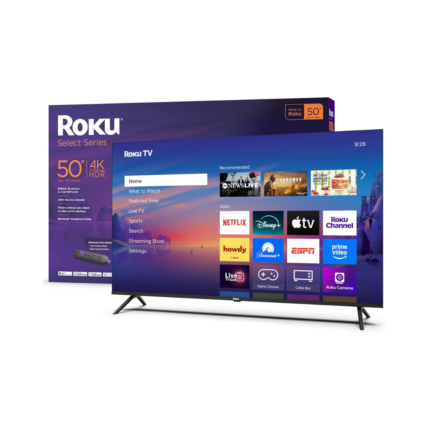 Roku Smart TV 2025 – 50-Inch Select Series, 4K HDR TV – RokuTV with Enhanced Voice Remote – Flat Screen LED Television with Wi-Fi for Streaming Live Local News, Sports, Family Entertainment