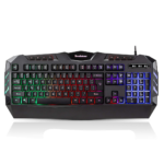 Brookstone USB Wired Gaming Keyboard with Multi-Color LED Backlit Keys and Numeric Keypad, Mac and PC Compatible (w/Palm Rest)