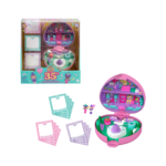 Polly Pocket Dolls & Playset, Collector Heritage Compact, 35th Birthday Partytime Stamper with 2 Micro Dolls, 3 Party Stamps & 12 Stationary Cards