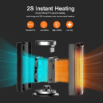 Space Heater,1500W Portable Electric Heaters for Indoor Use with Remote&Thermostat,4 Modes,12h Timer,90°Oscillation,Digital Display, PTC Fast Heating Ceramic Heater for Bedroom Office - Image 3