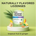 From the Makers of Dramamine, Advanced Herbals Ginger & Ashwagandha Lozenges, for Nausea Relief & Stress Support, Tropical Fruit and Ginger Flavor, 20 Count - Image 4