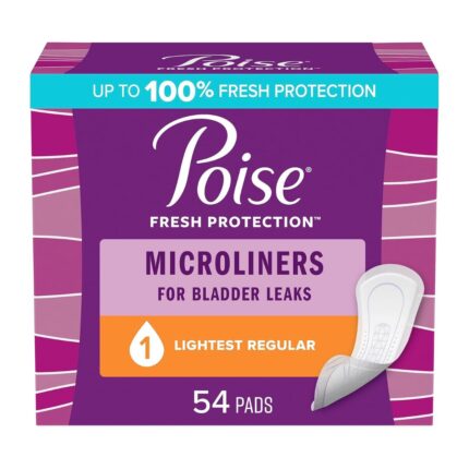 Poise Daily Microliners, Incontinence Panty Liners, Lightest Absorbency, Regular, 54 Count of Pantiliners