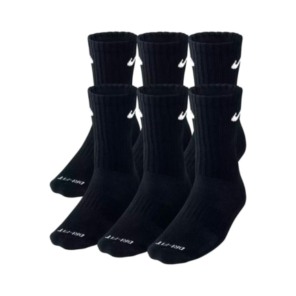 NIKE Plus Cushion Socks (6-Pair) (L (Men's 8-12 / Women's 10-13), Crew Black)